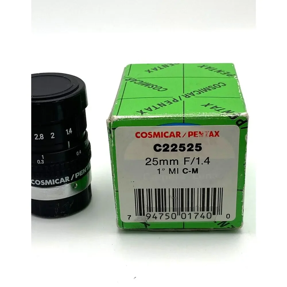 Cosmicar Pentax C22525 25mm f/1.4 TV Lens C-Mount w/ Box Caps Japan